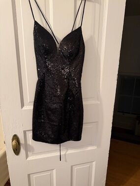 Black Sequin Corset Back Dress - Prom Club Party Mini size 2/4